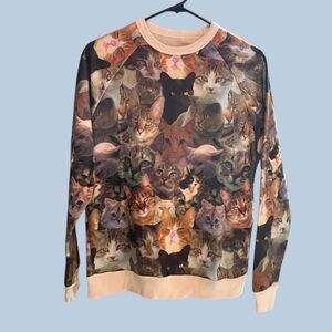 NWOT Graphic Cat Sweatshirt Size Small by MustACHE 3R/GADE Photorealistic Unisex